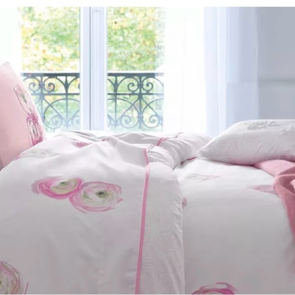 Yves Delorme Etrerose boudoir sham white pink roses
